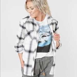 Daytrip Flannel Button Down Shirt Black & White